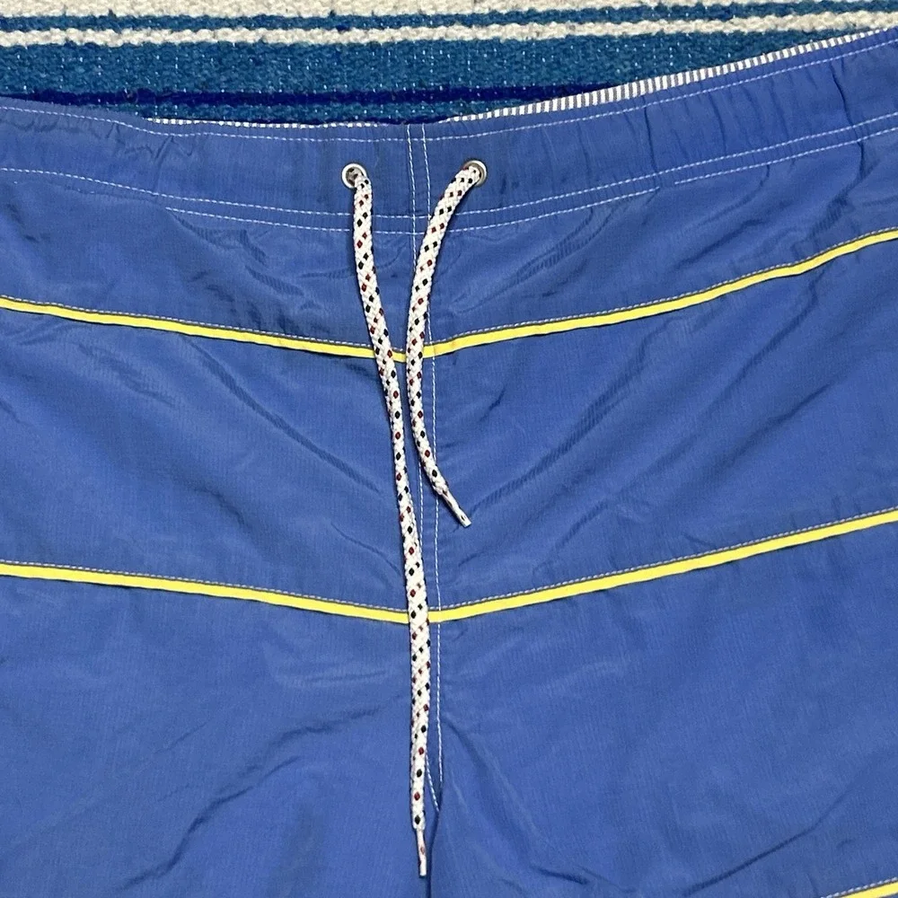 Y2K Tommy Hilfiger Men's Large Blue Yellow Swim Trunks Board Shorts Spellout